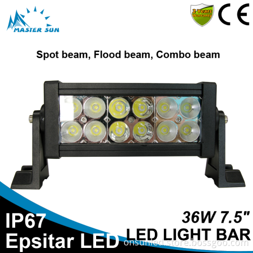 Waterproof 7.5inch 36w led tractor work light car led light bar off road led light bar